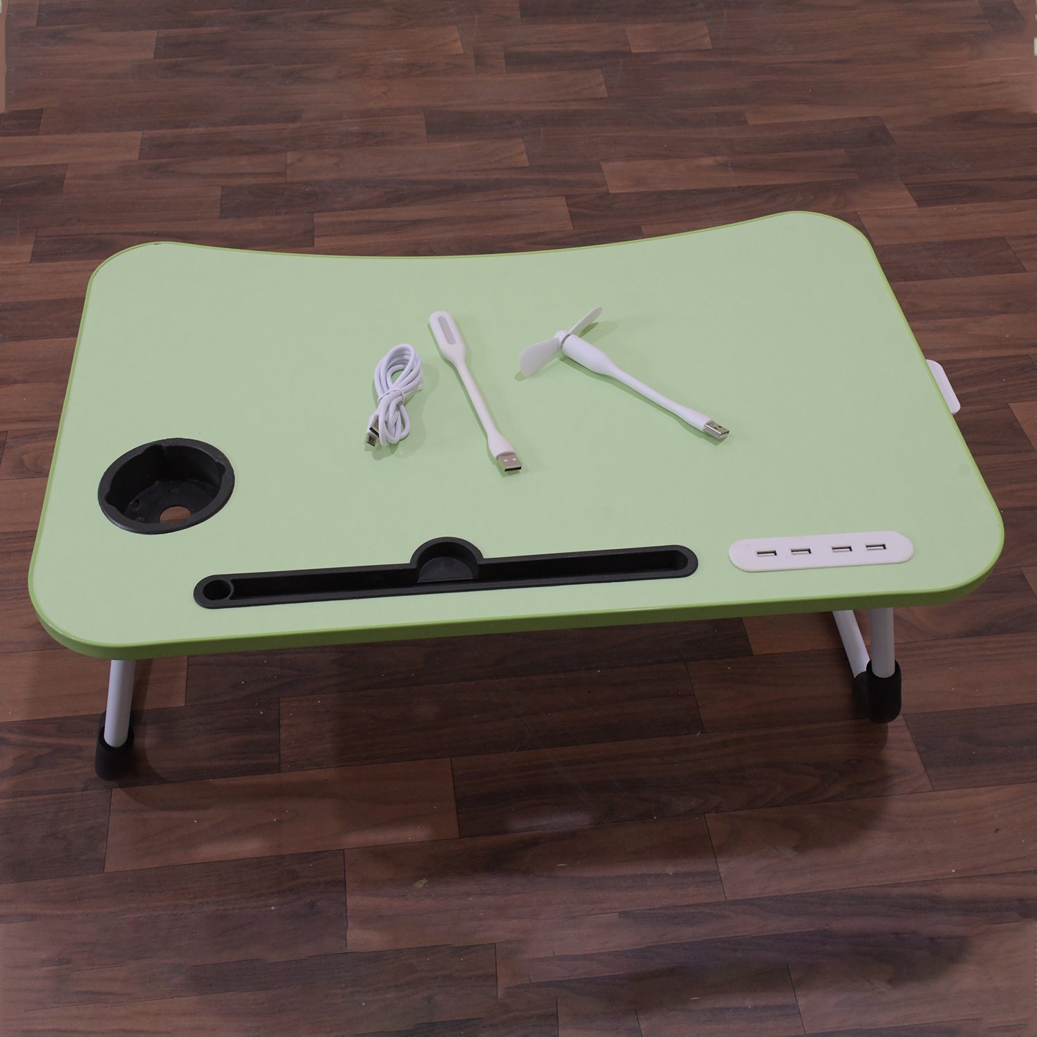 7892 MultiPurpose Study Table Foldable Portable Notebook Bed Lap Desk Tray Stand Reading Holder with Coffee Cup Slot, Drawer, Fan, USB Cable & Light for Breakfast, Reading & Movie Watching (1 Pc Mix Color) 7892 MultiPurpose Study Table Foldable Portable Notebook Bed Lap Desk Tray Stand Reading Holder with Coffee Cup Slot, Drawer, Fan, USB Cable & Light for Breakfast, Reading & Movie Watching (1 Pc Mix Color)
